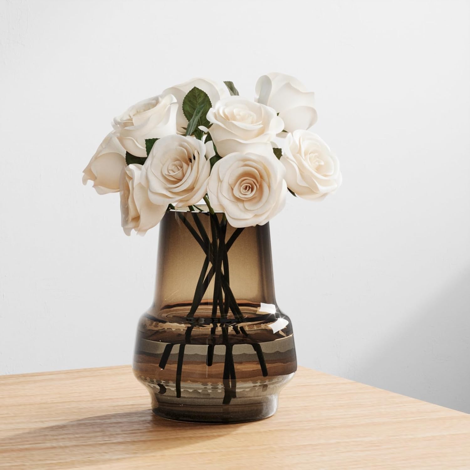 Laedigital Amber Glass Vase Bud Flower Vase with Modern Design