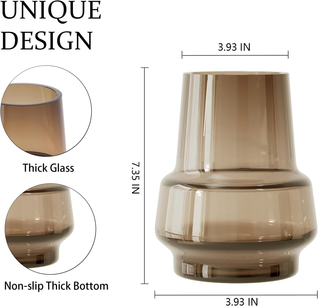 Laedigital Amber Glass Vase Bud Flower Vase with Modern Design