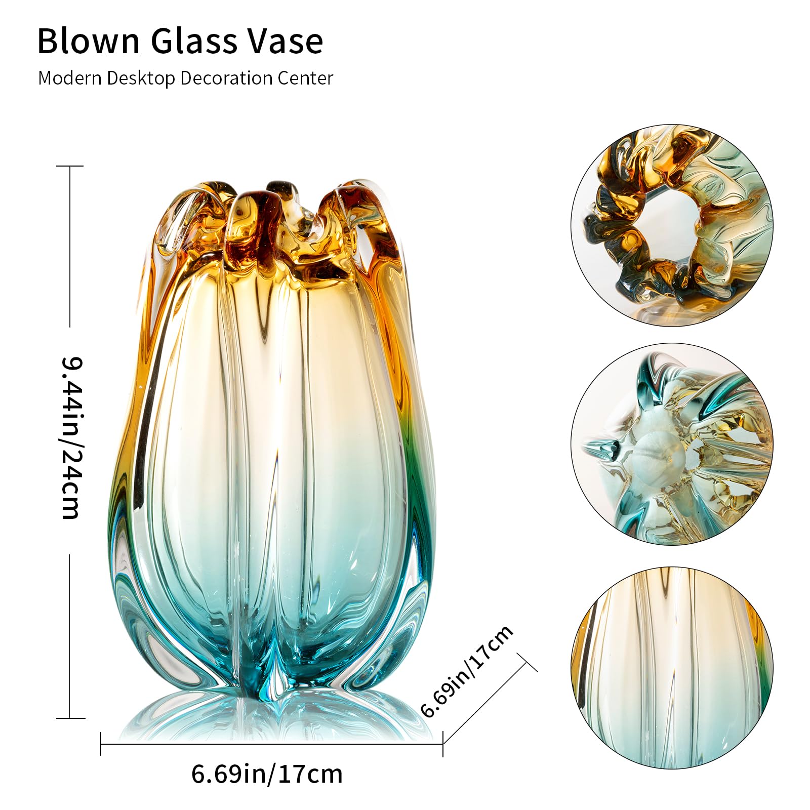 Laedigital Hand Blown Glass Flower Vases