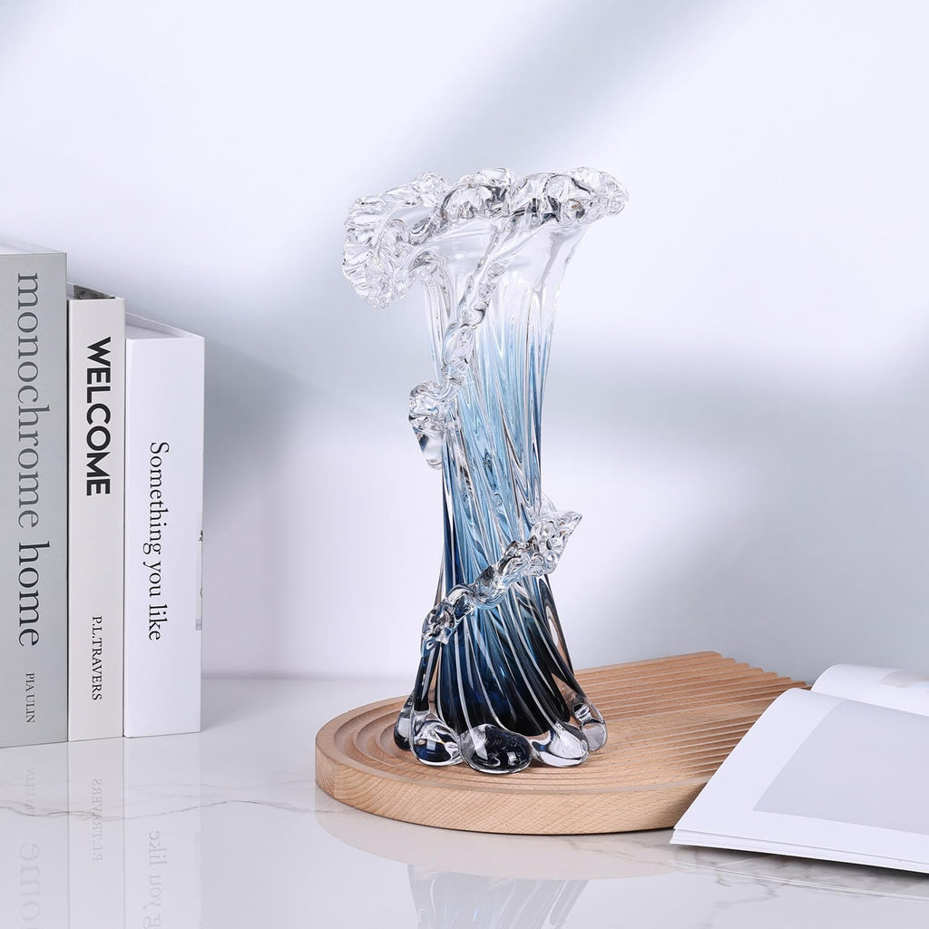 Laedigital Hand Blown Blue Glass Vase