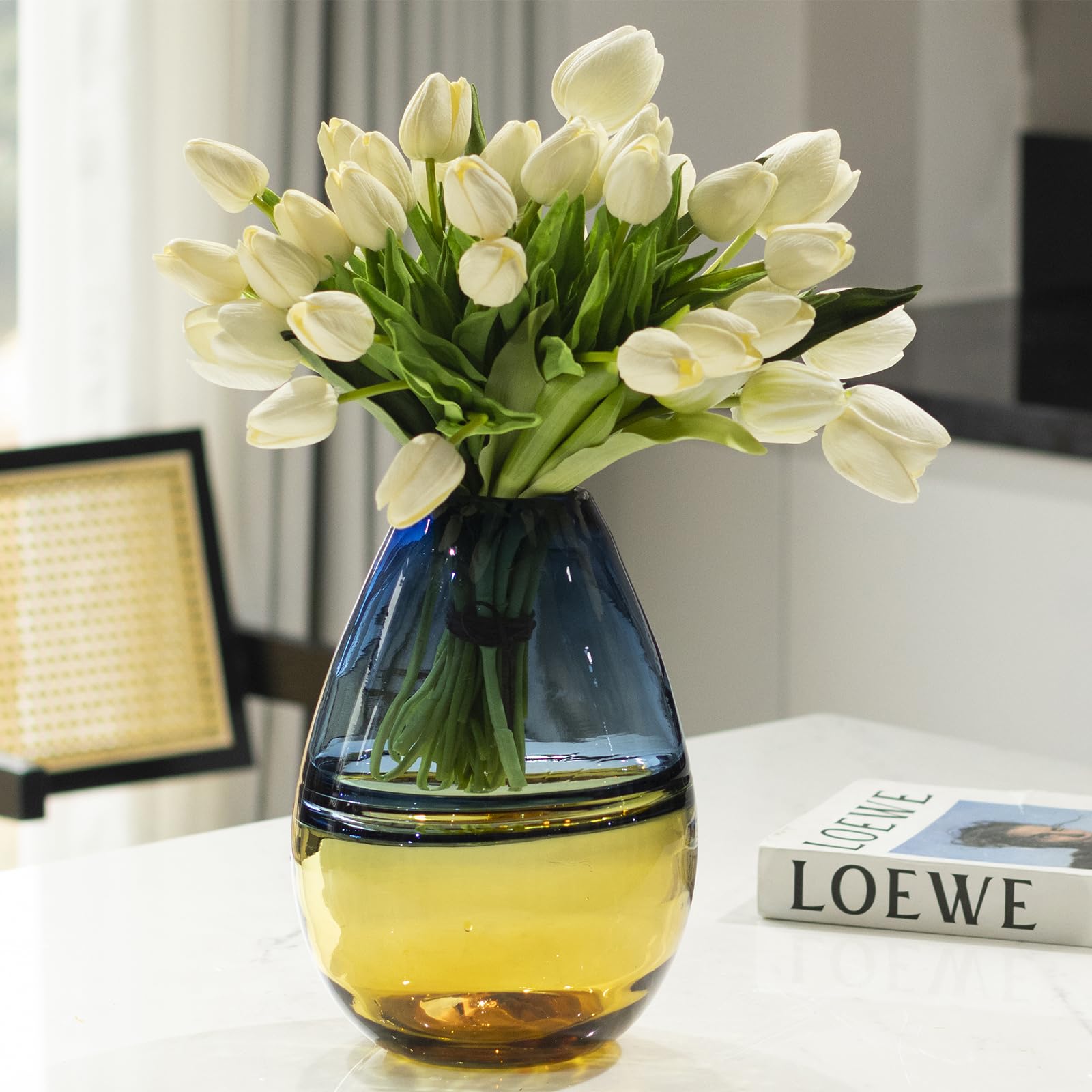Laedigital Glass Handmade Decorative Vase Ombre Centerpiece Vase