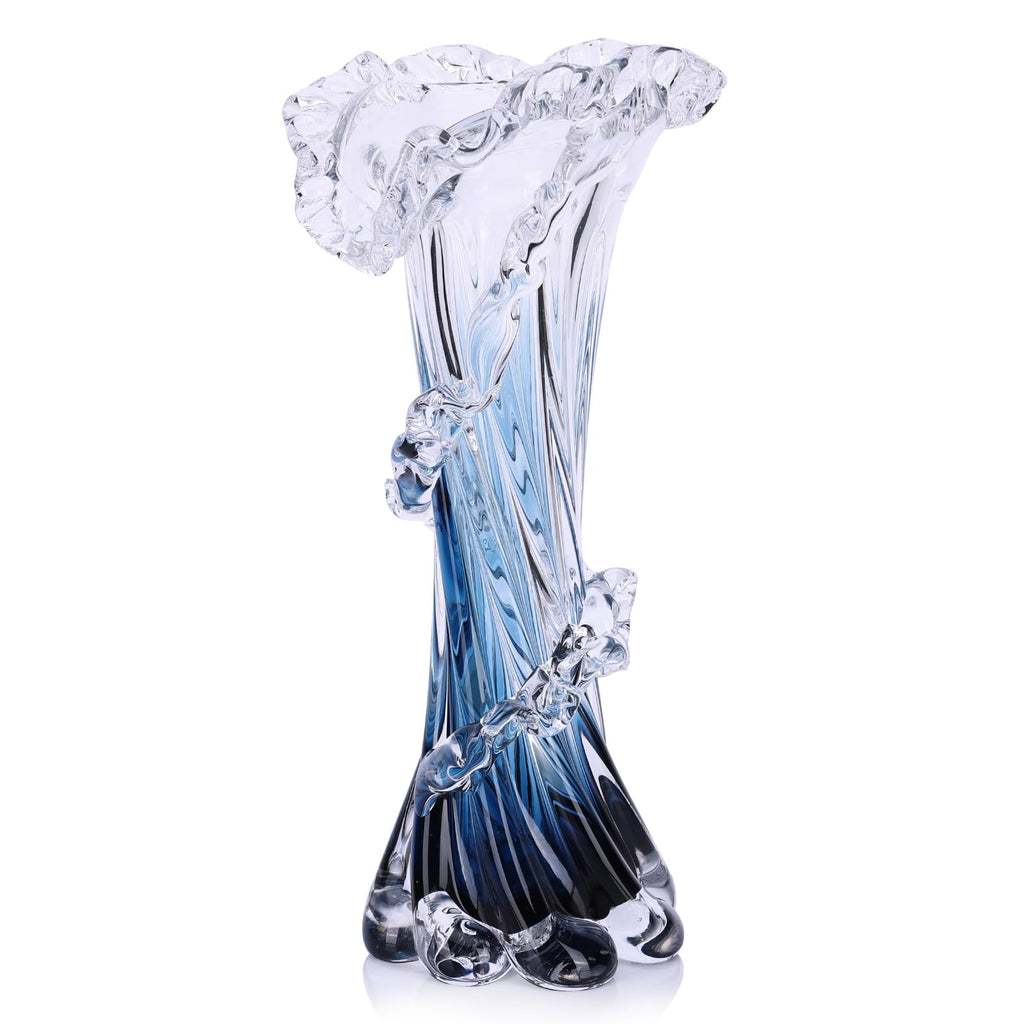 Laedigital Hand Blown Blue Glass Vase