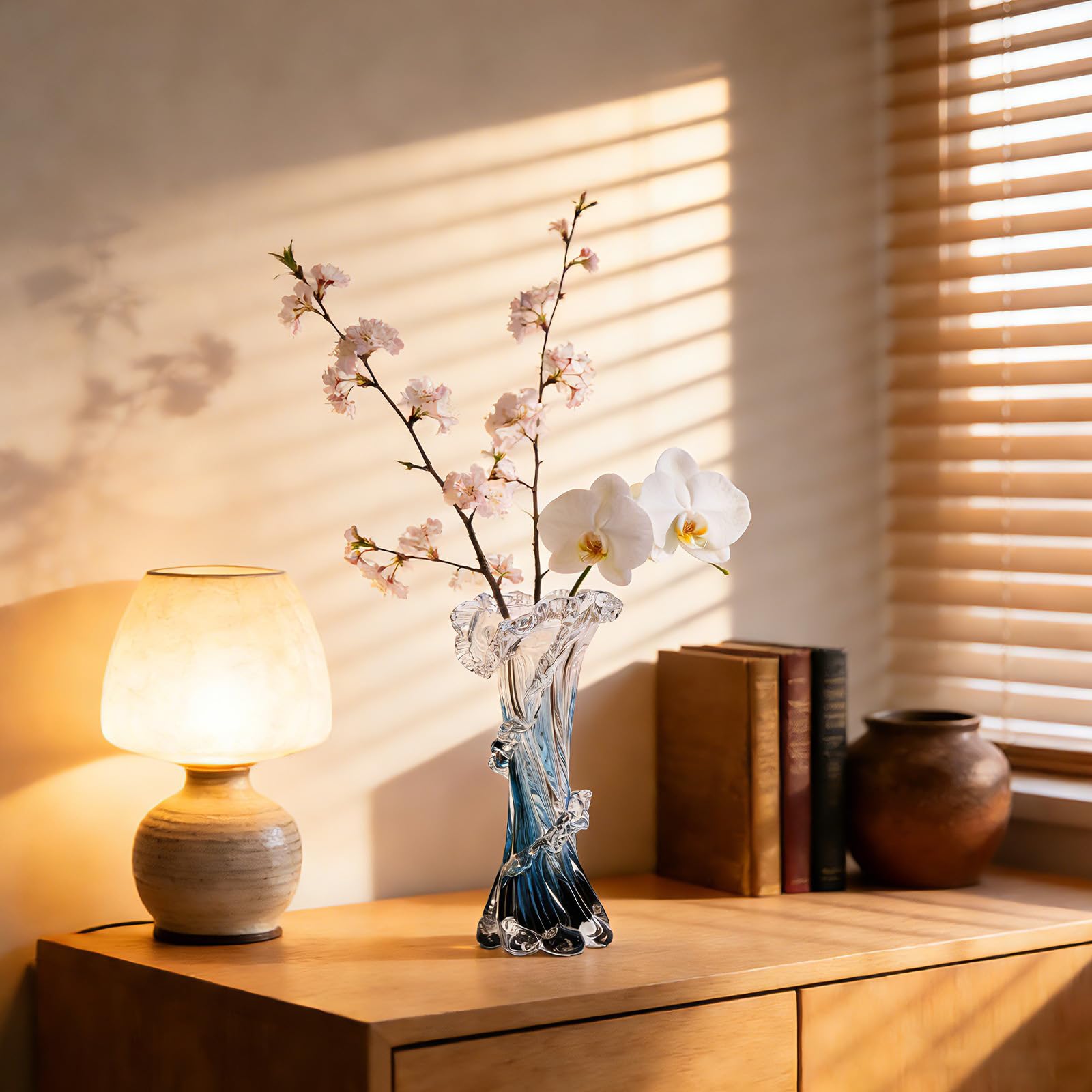Laedigital Hand Blown Blue Glass Vase