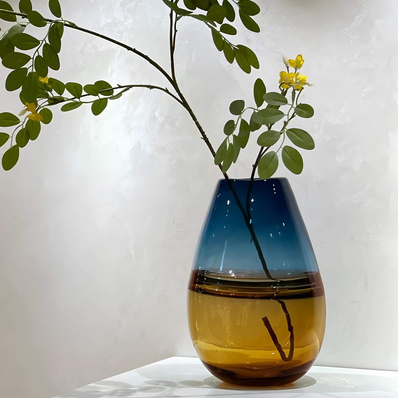 Laedigital Glass Handmade Decorative Vase Ombre Centerpiece Vase