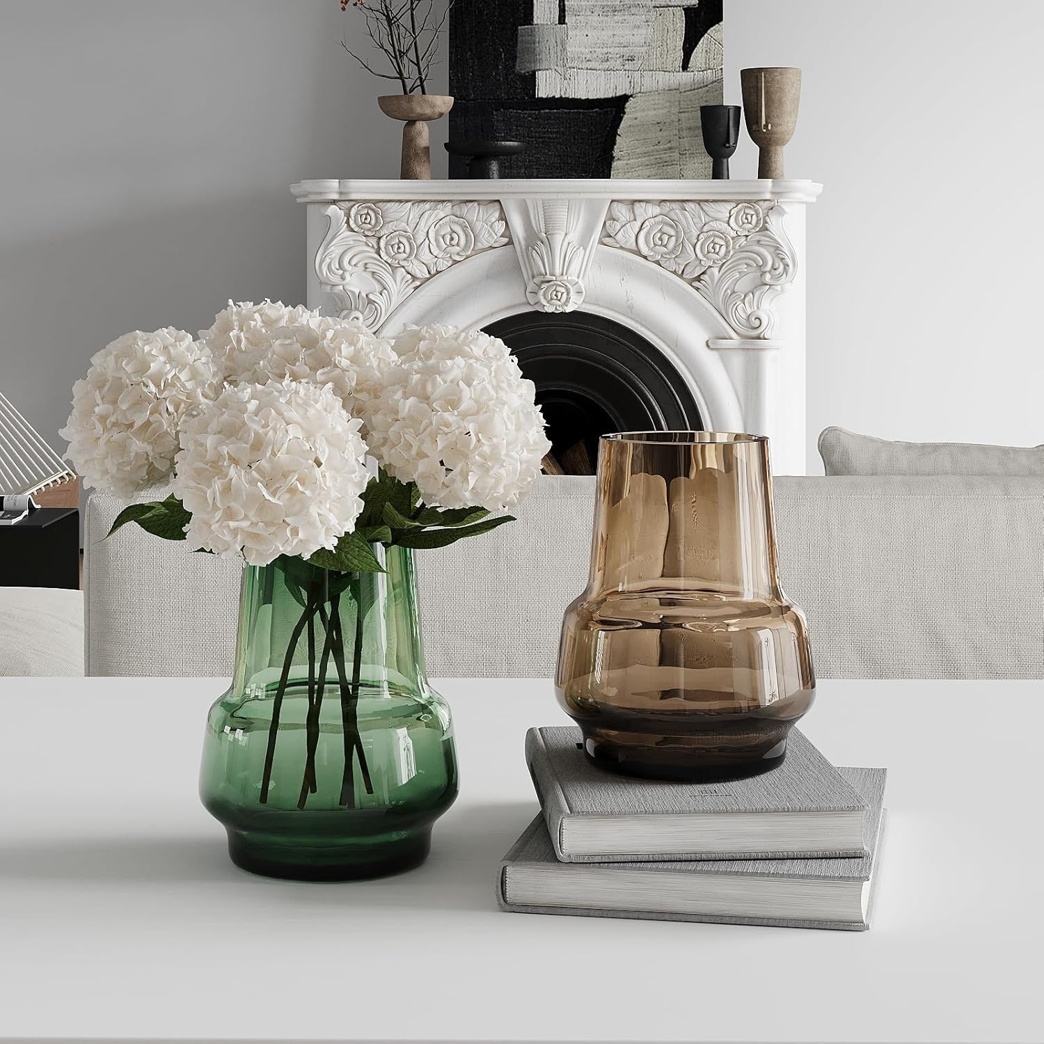 Laedigital Amber Glass Vase Bud Flower Vase with Modern Design