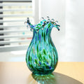 Laedigital Green Glass Bubble Vase for Flowers